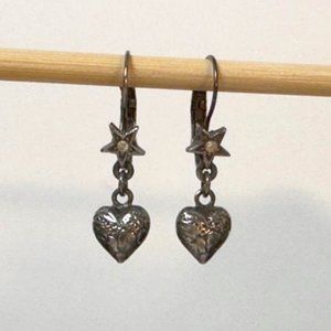 Vintage RARE Kirk's Folly heart star crystal earrings
